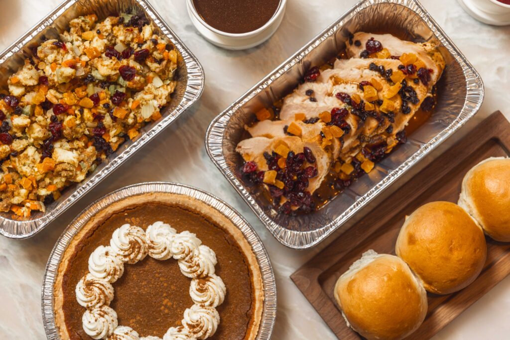 thanksgiving food on table